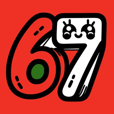 the numbers 67