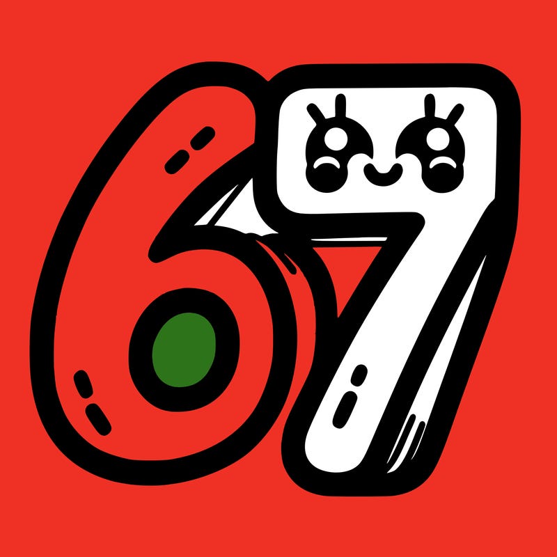 the numbers 67