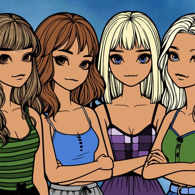 four realistic girls