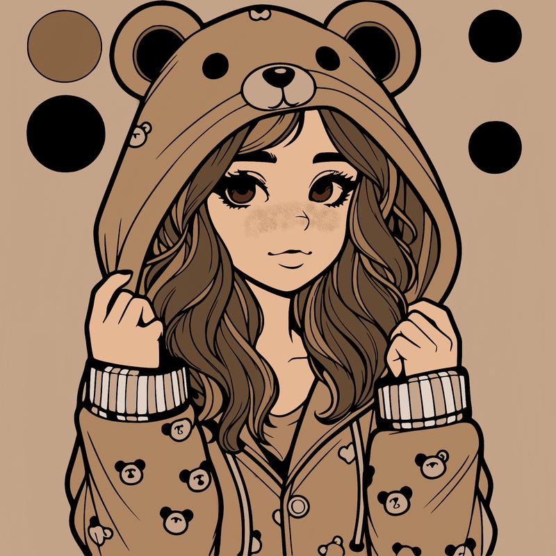 realistic girl in a animal pjs hoodie