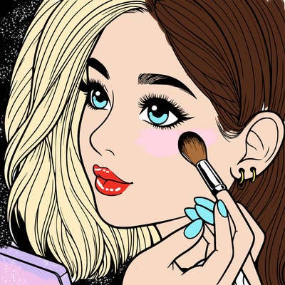 a realistic girl doing her makeup