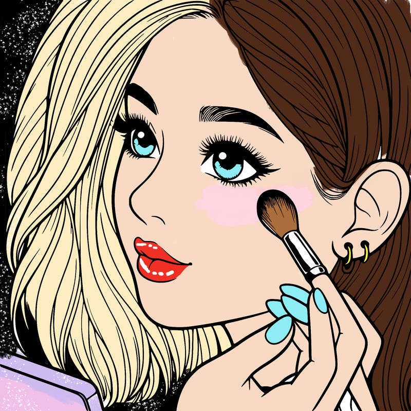 a realistic girl doing her makeup