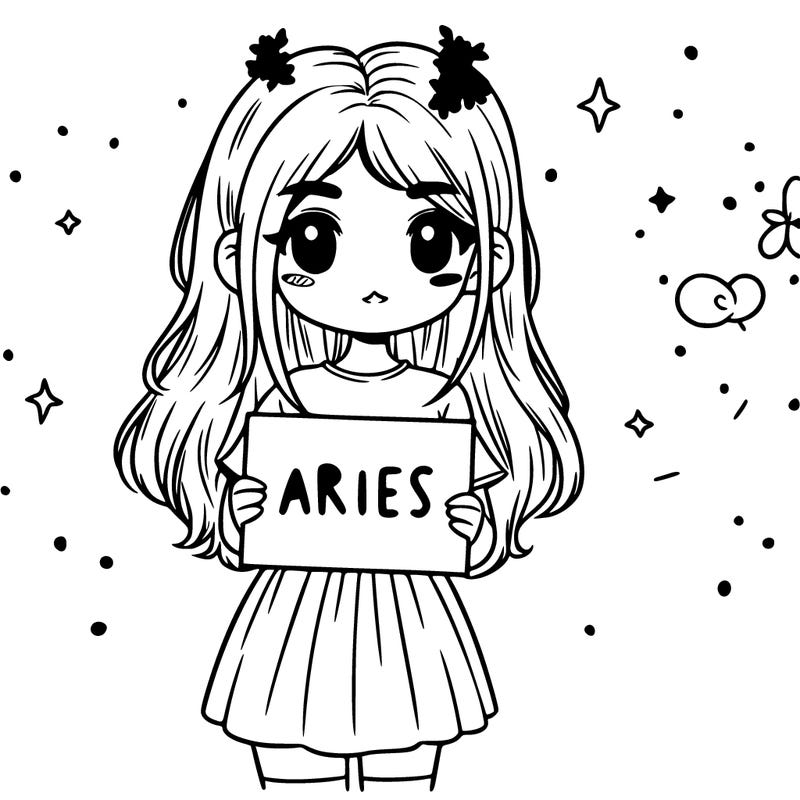 a girl holding a sign that says aries