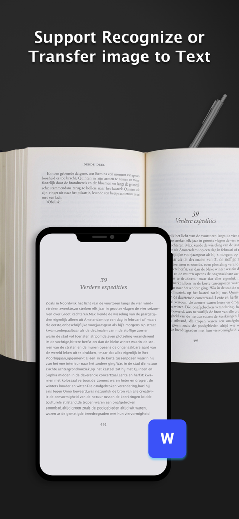 PDF Scanner Pro for Document - Smartphone using PDF Scanner Pro to convert a book page into editable text