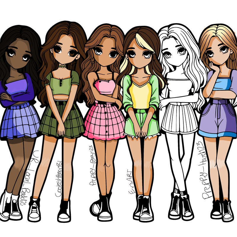 a group of girls realistic