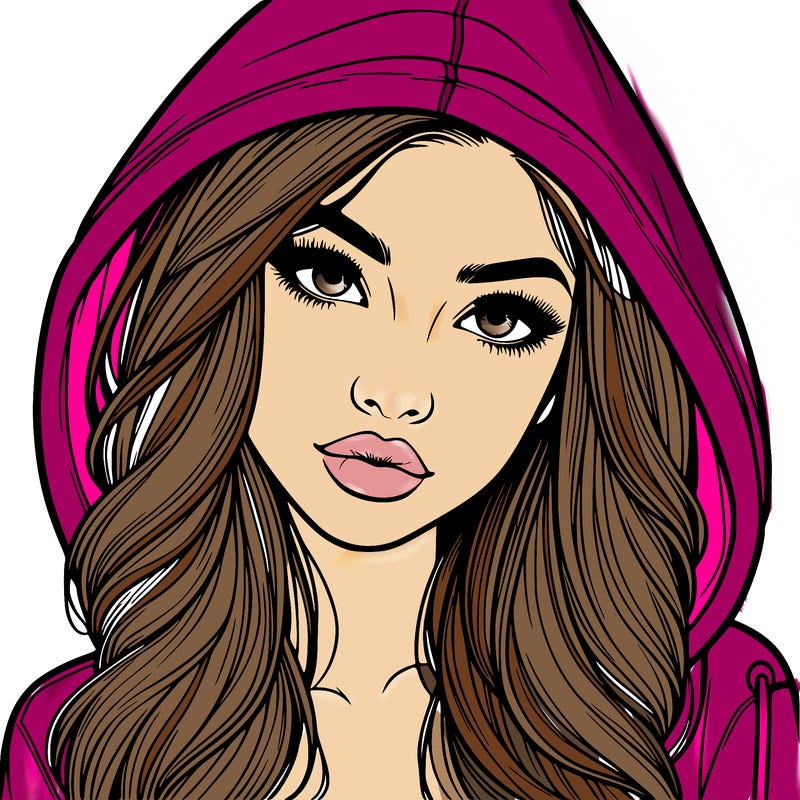 realistic beautiful girl with a hood on