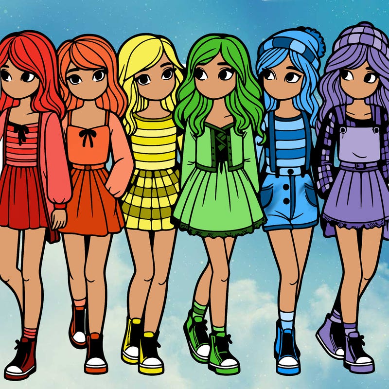 a group of girls standing in a line