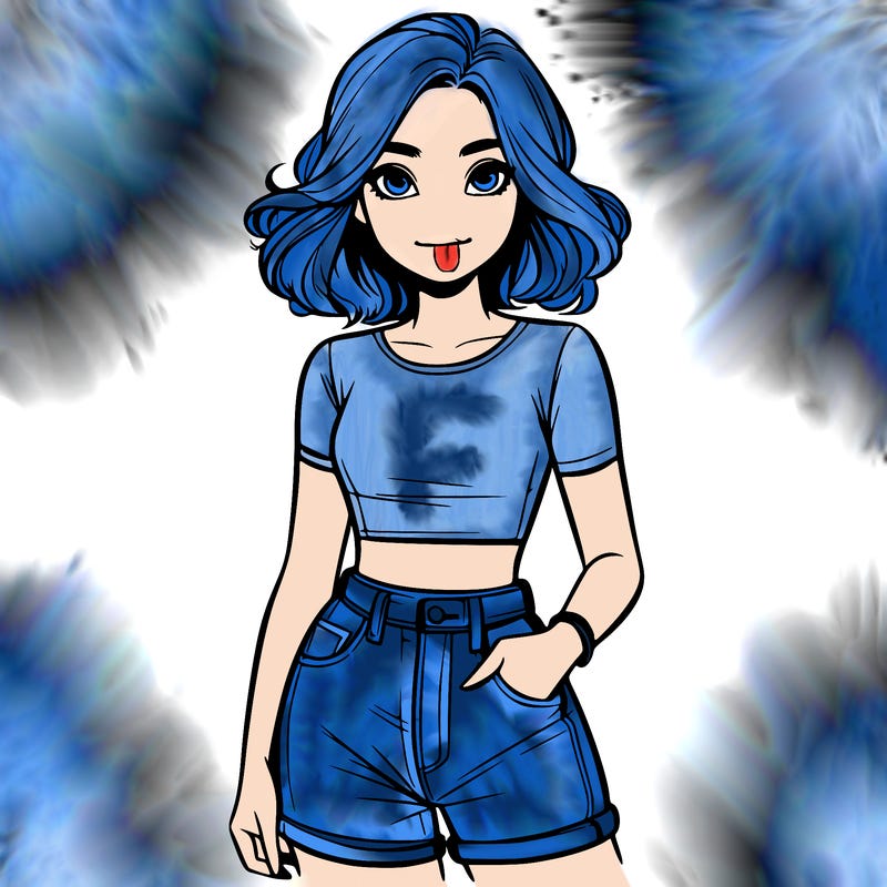 realistic girl with crop top and jeans shorts