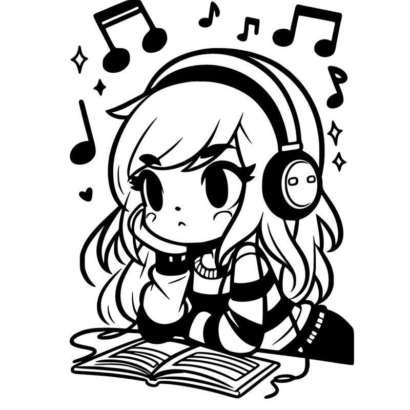 scene girl listening to music