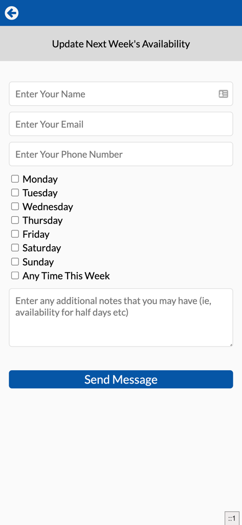 Responsive Personnel Ltd - Weekly work availability update form in the Responsive Personnel app