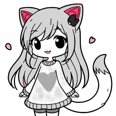 girl with cat ears and tail