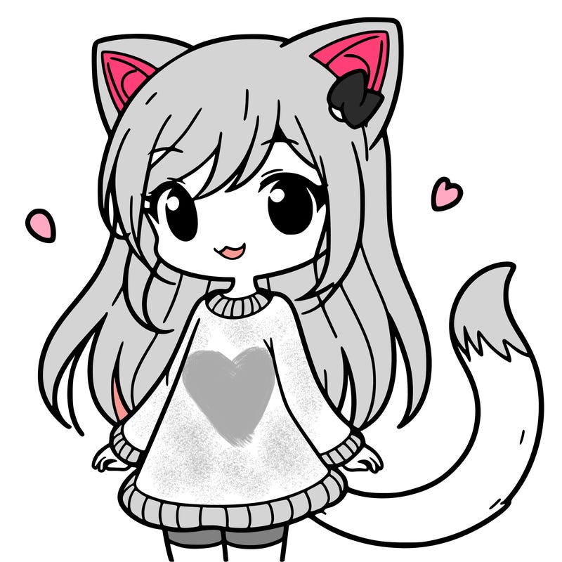 girl with cat ears and tail