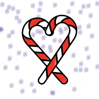 two candy canes making a heart shape