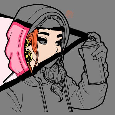 a realistic girl, spray painting