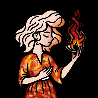 woman with fire