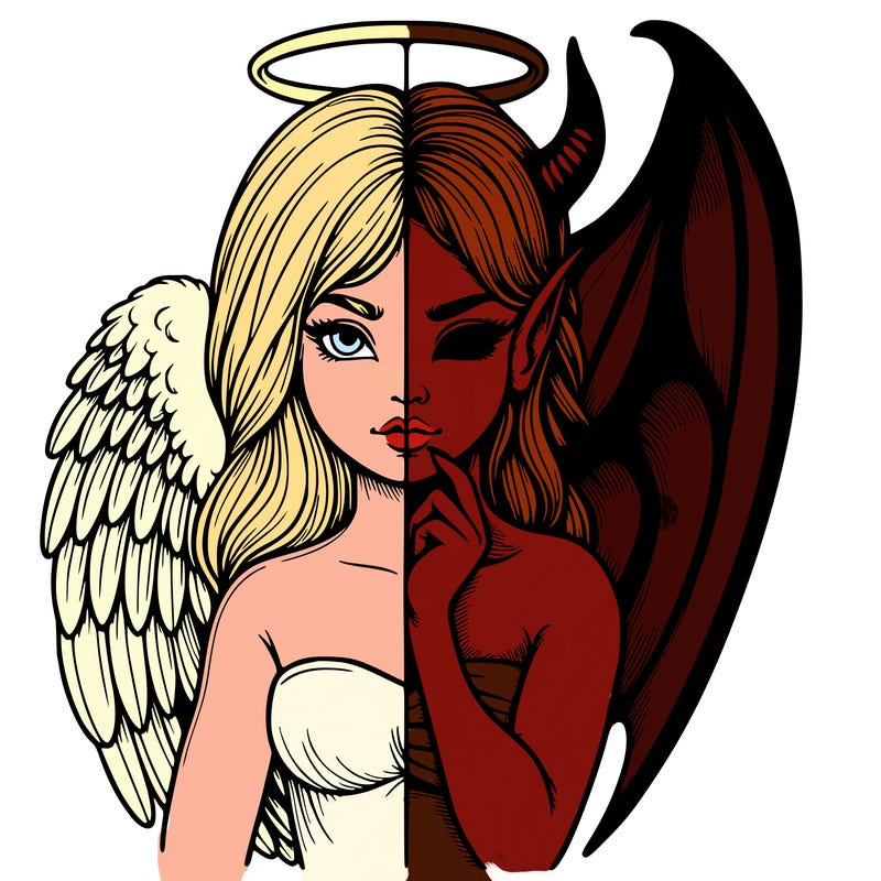 realistic angel half demon