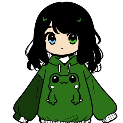 girl wearing frogging sweatshirt