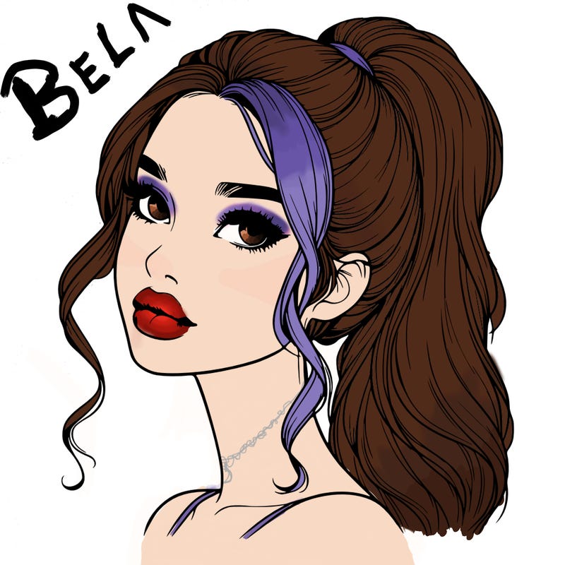 realistic girl with a ponytail on her hair and lips