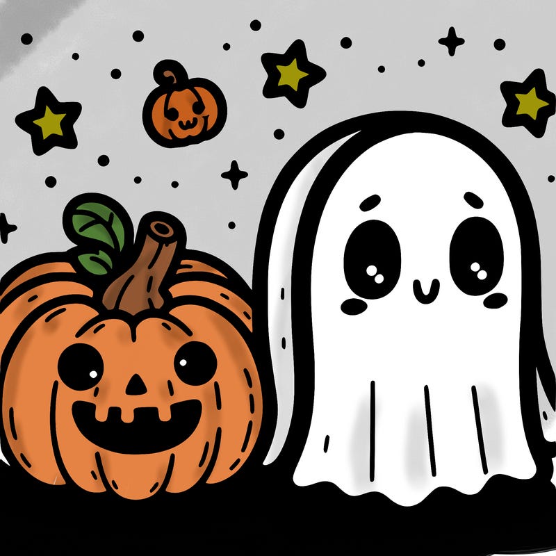 cute pumpkin and ghost
