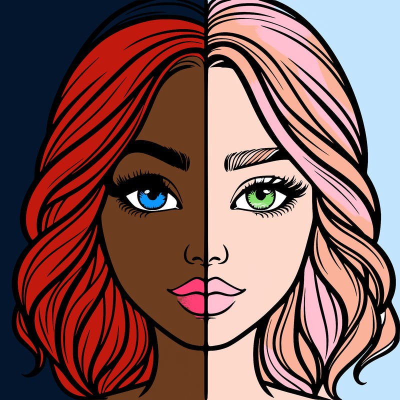 realistic girl split half