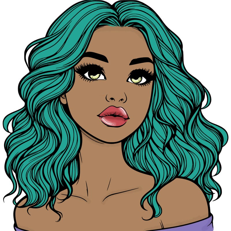 realistic girl with wavy hair and lips