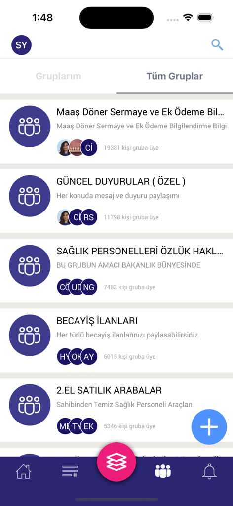 EKİP - List of professional groups in the EKİP mobile app for healthcare workers