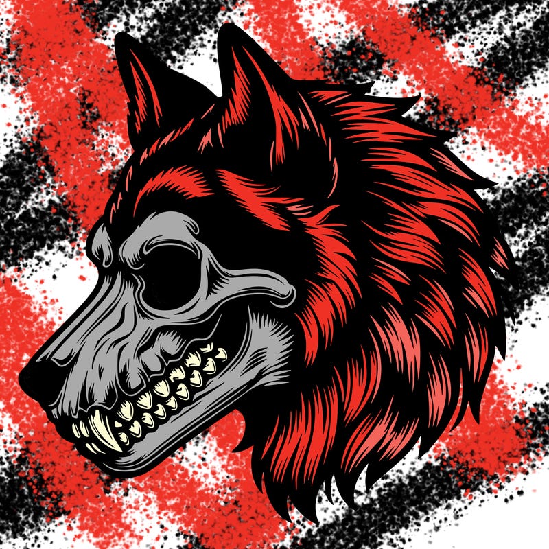 realistic wolf with skull face