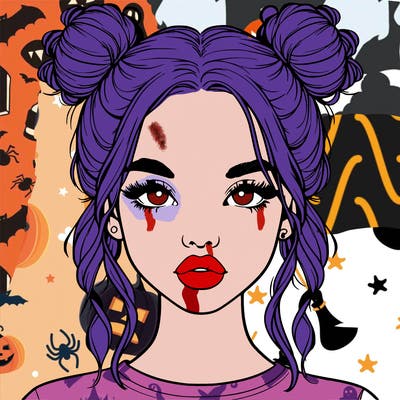 realistic girl with two buns in hair and lips