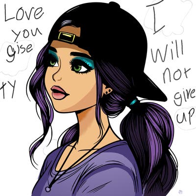 realistic girl with a backwards hat