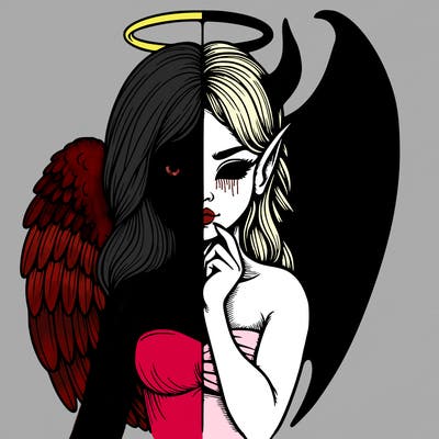 realistic angel half demon