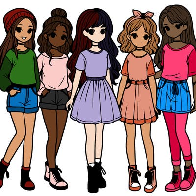 a group of five girls