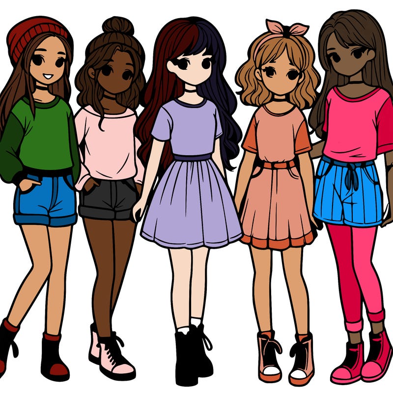 a group of five girls