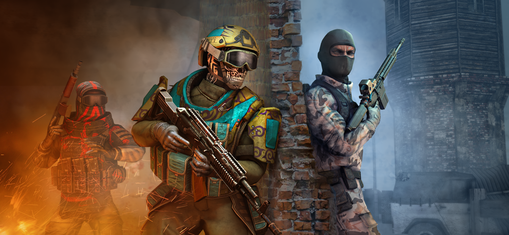 Code Of War 2: Gun shooter FPS - Tres soldados tácticos con camuflajes y armas únicas en la zona de Chernobyl