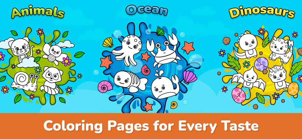 Baby Coloring Book: Kids Games - Preschool coloring book themes including animals ocean and dinosaurs