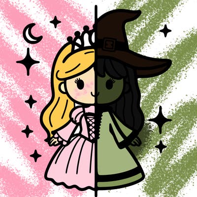 split princess and witch
