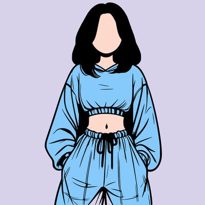 realistic girl faceless with baggy pants and a crop top
