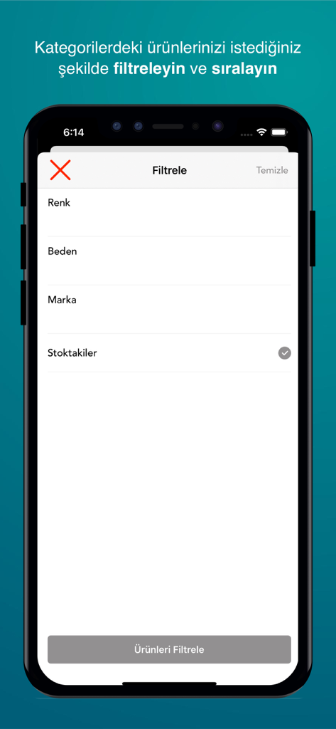 Roman - Product filter screen of the Roman fashion app with options for color size and brand