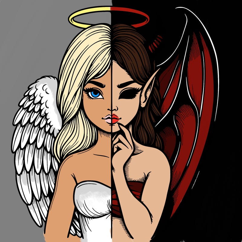 realistic angel half demon