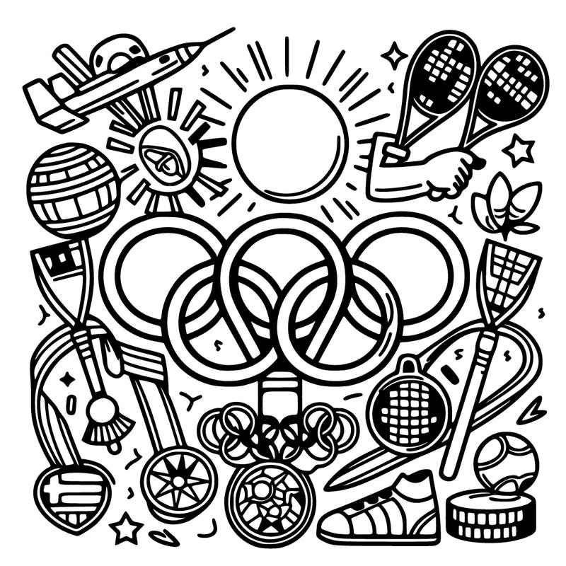 olympics games logo with medals and sports