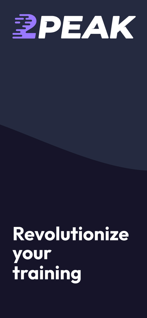 2PEAK Cycling & Triathlon - 2PEAK app splash screen with logo and tagline Revolutionize your training