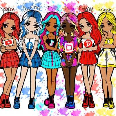a group of girls realistic