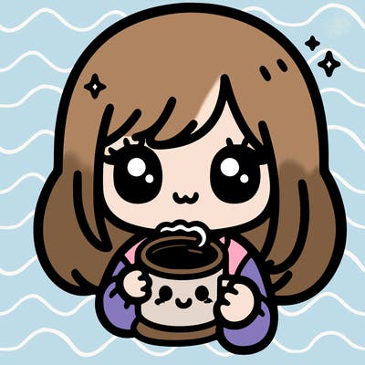 kawaii girl drinking coffee