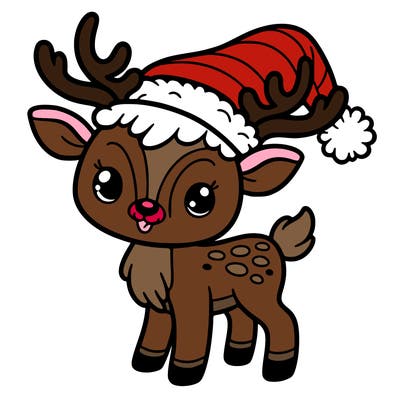 christmas reindeer with santa hat