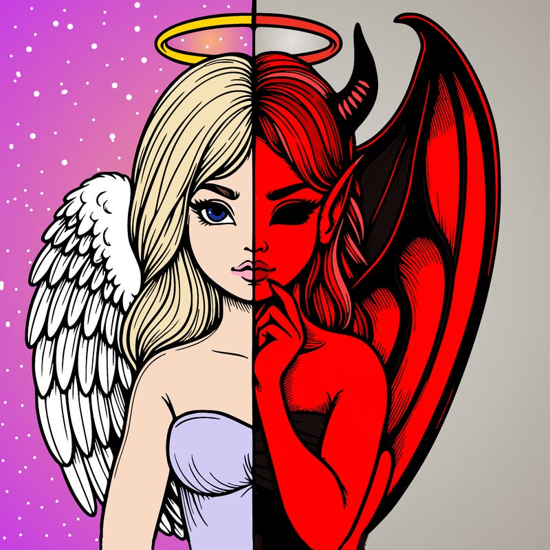 realistic angel half demon