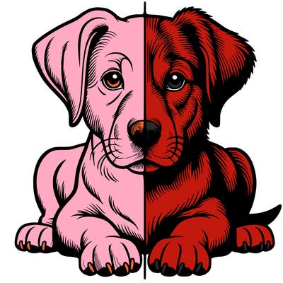 realistic dog split picture