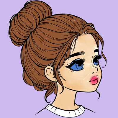 realistic girl with bun