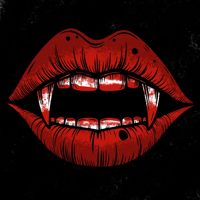 lips with vampire teeth
