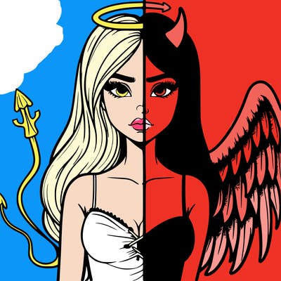 devil vs angel realistic girl