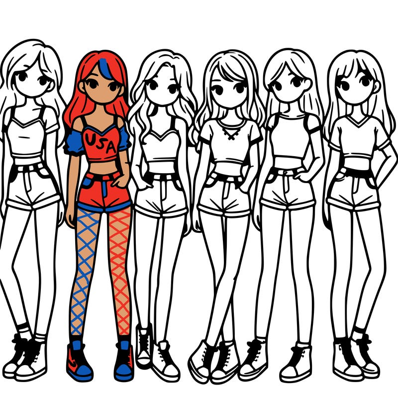 a group of girls wearing crop tops and shorts