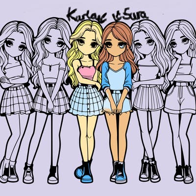 a group of girls realistic